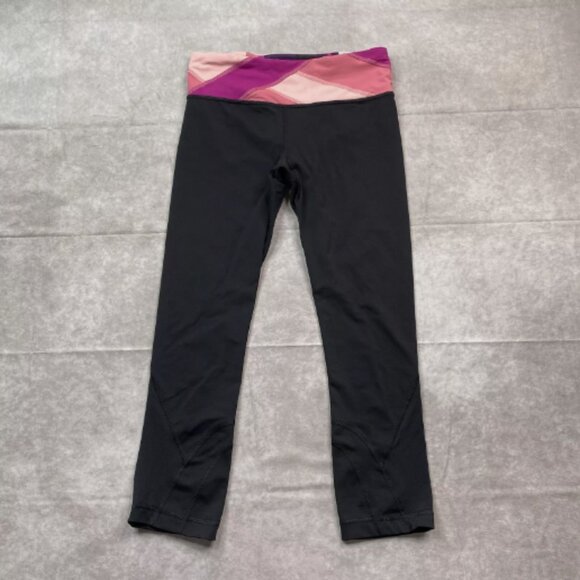 Lululemon Leggings Women's Size 4 Black Cropped High Rise Pockets Acitve Gym - Picture 1 of 16